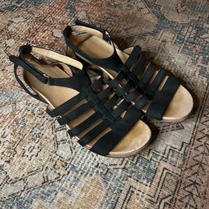 Dansko Athena Black Nubuck Women's Comfort Sandal Strappy